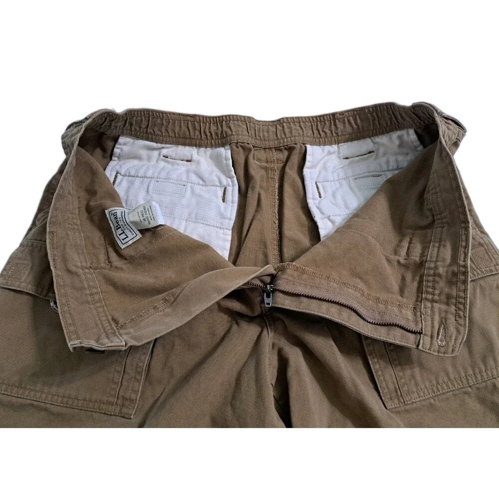 LL Bean Cargo Shorts Mens 38 Brown Safari Utility Dark Khaki Canvas Hike Fishing